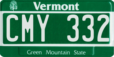 VT license plate CMY332