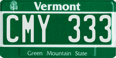 VT license plate CMY333