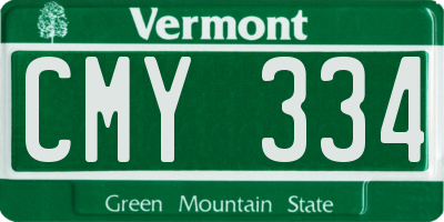 VT license plate CMY334