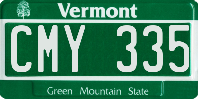 VT license plate CMY335
