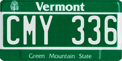 VT license plate CMY336