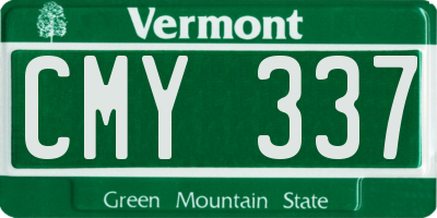 VT license plate CMY337