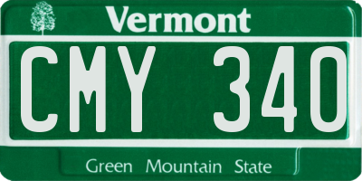 VT license plate CMY340