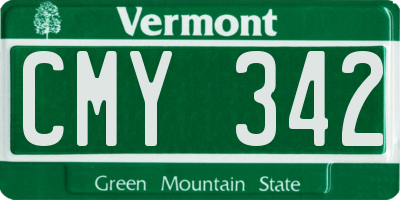 VT license plate CMY342
