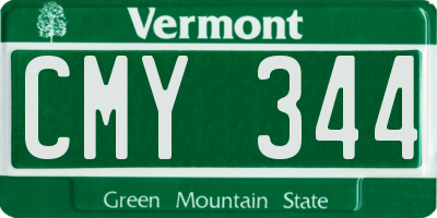 VT license plate CMY344