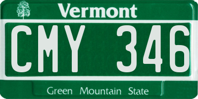 VT license plate CMY346