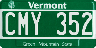VT license plate CMY352