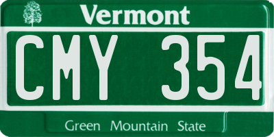 VT license plate CMY354