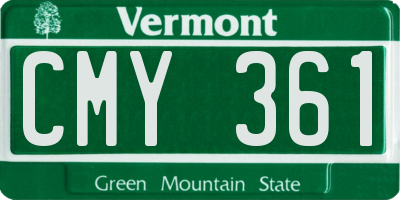 VT license plate CMY361