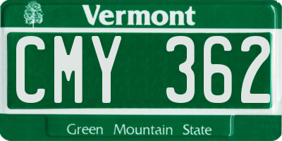 VT license plate CMY362