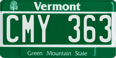 VT license plate CMY363