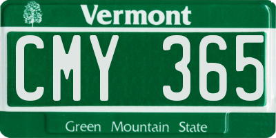 VT license plate CMY365