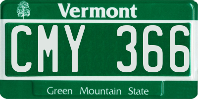 VT license plate CMY366