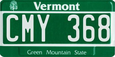 VT license plate CMY368