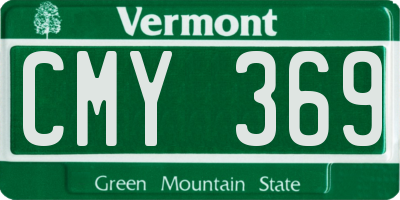 VT license plate CMY369
