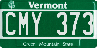VT license plate CMY373
