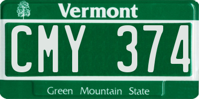 VT license plate CMY374