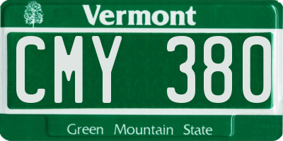 VT license plate CMY380