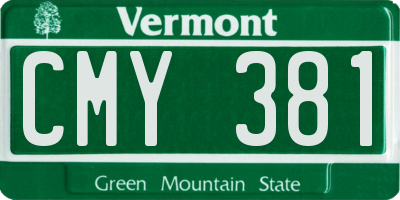 VT license plate CMY381