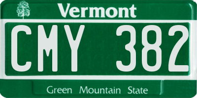 VT license plate CMY382