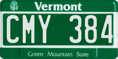 VT license plate CMY384