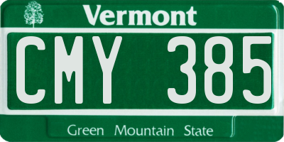 VT license plate CMY385
