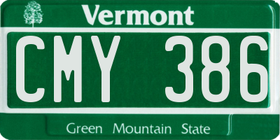 VT license plate CMY386