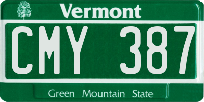 VT license plate CMY387