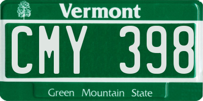 VT license plate CMY398