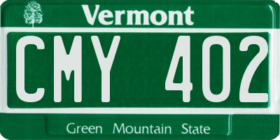 VT license plate CMY402