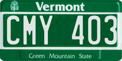 VT license plate CMY403