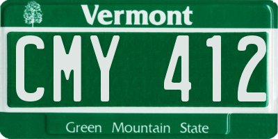 VT license plate CMY412