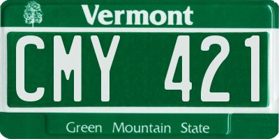 VT license plate CMY421