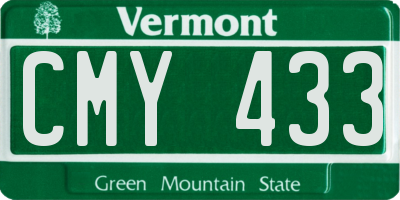 VT license plate CMY433