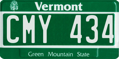 VT license plate CMY434
