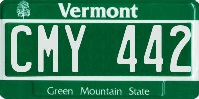 VT license plate CMY442