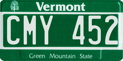 VT license plate CMY452