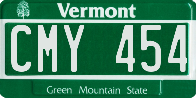VT license plate CMY454
