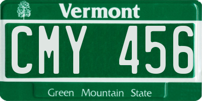 VT license plate CMY456