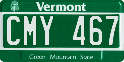 VT license plate CMY467