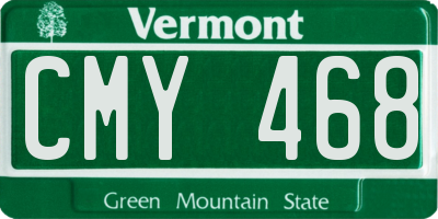 VT license plate CMY468