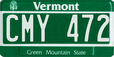 VT license plate CMY472
