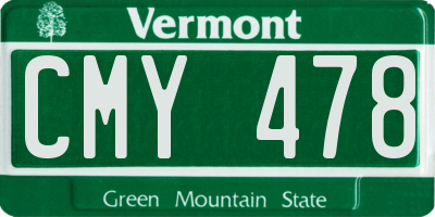 VT license plate CMY478