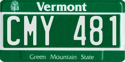 VT license plate CMY481