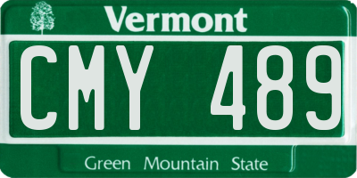 VT license plate CMY489