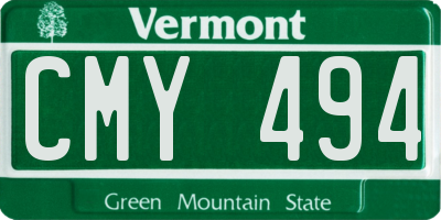 VT license plate CMY494