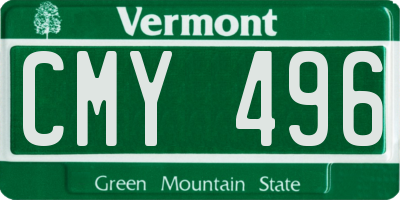 VT license plate CMY496