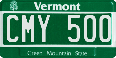 VT license plate CMY500