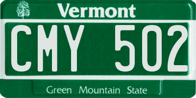 VT license plate CMY502
