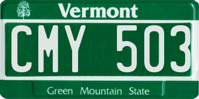 VT license plate CMY503